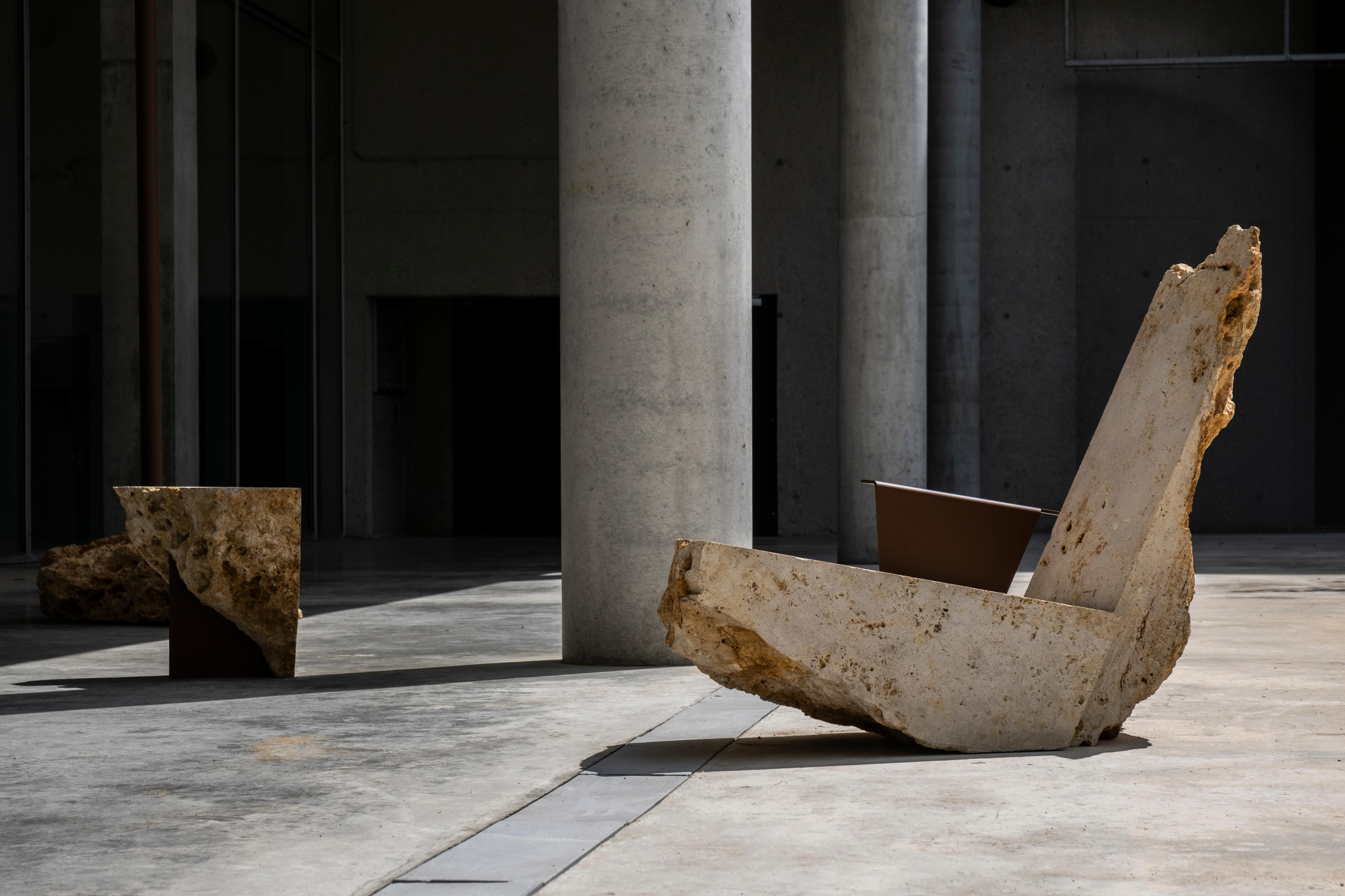 Contemporary Powder-coated Steel Stone Lounge Chair by Frédéric Saulou For Sale 1