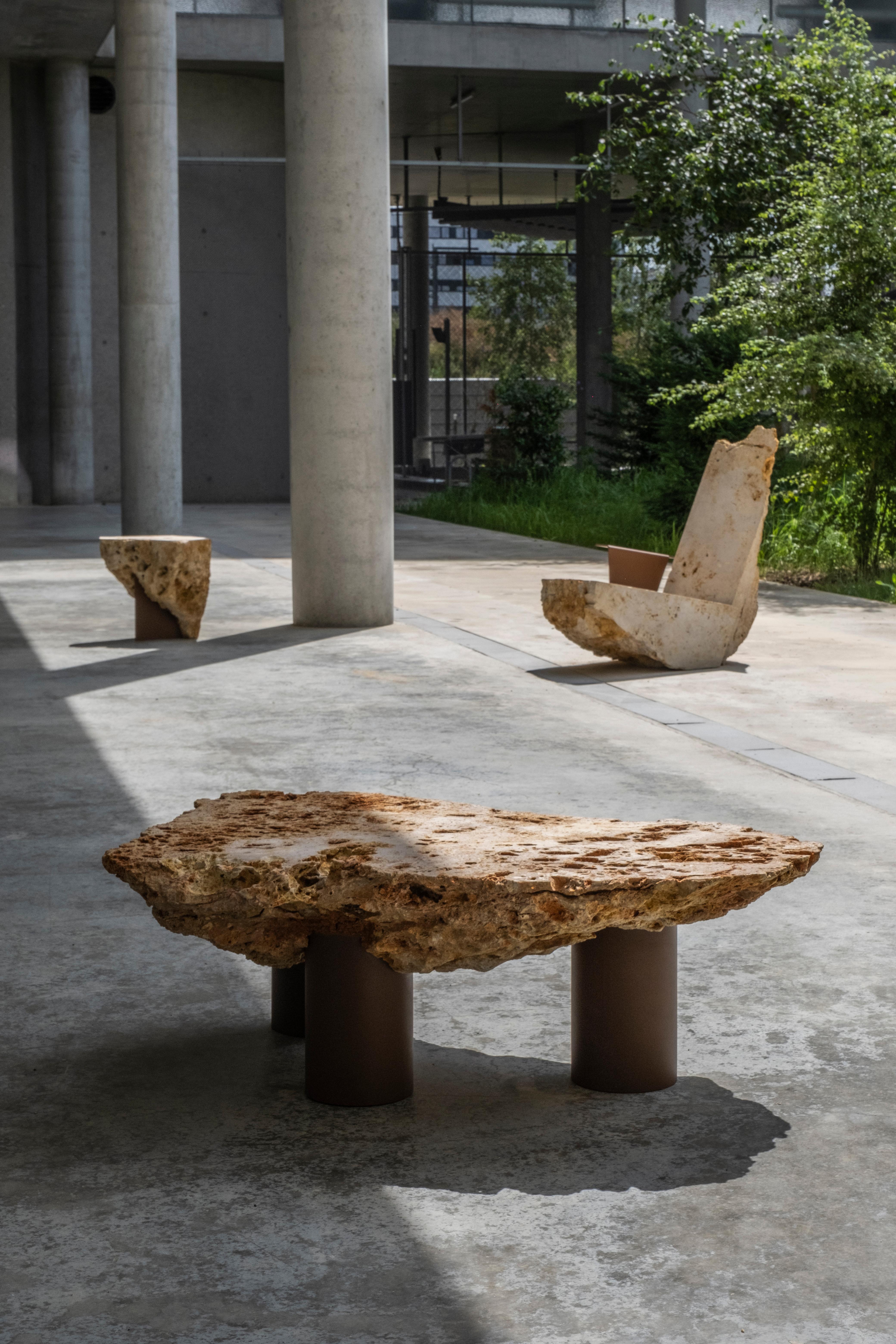 Contemporary Powder-coated Steel Stone Lounge Chair by Frédéric Saulou For Sale 2