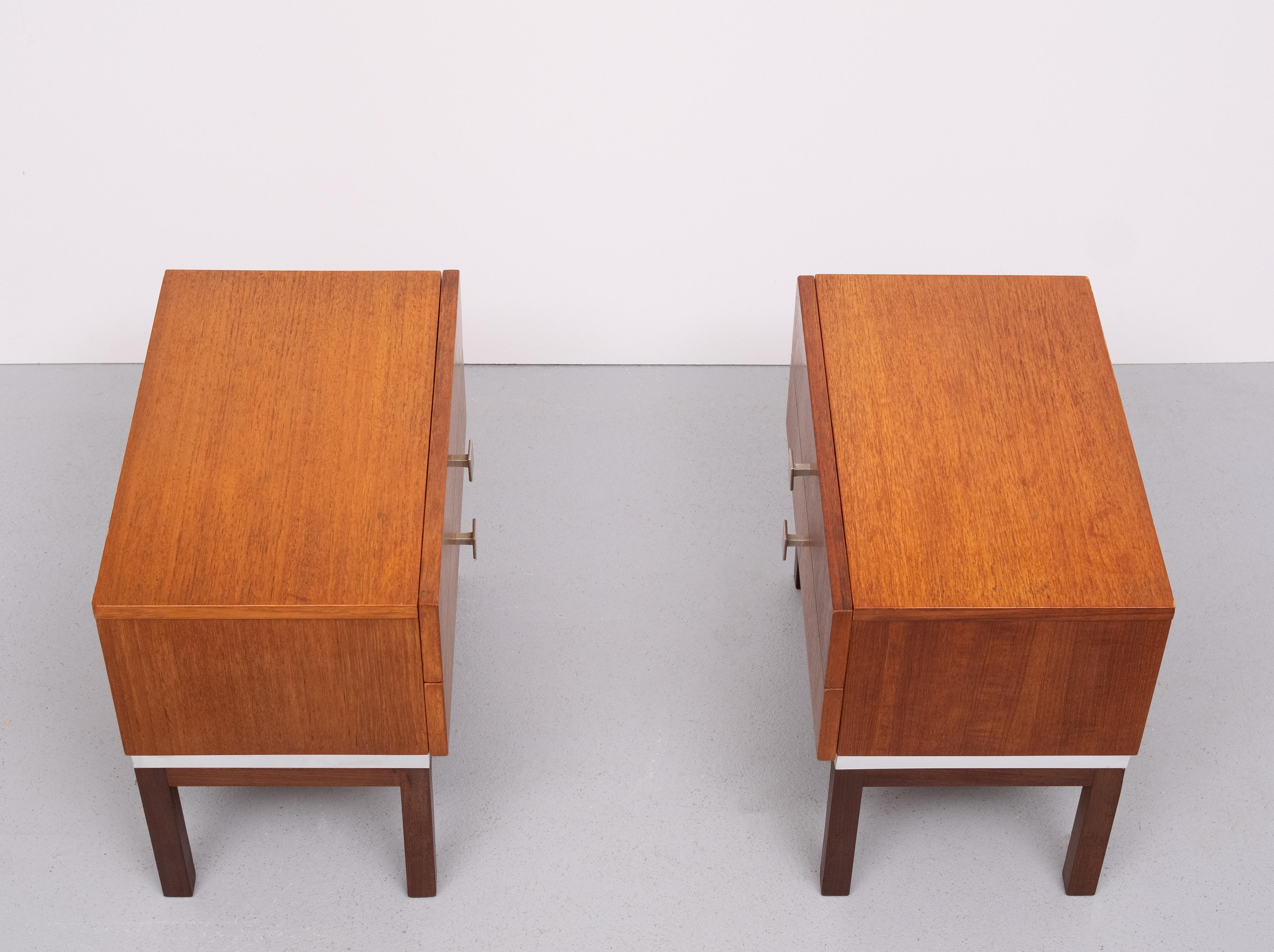 Meurop pair Teak Nightstands  1960s Belgium In Good Condition In Den Haag, NL