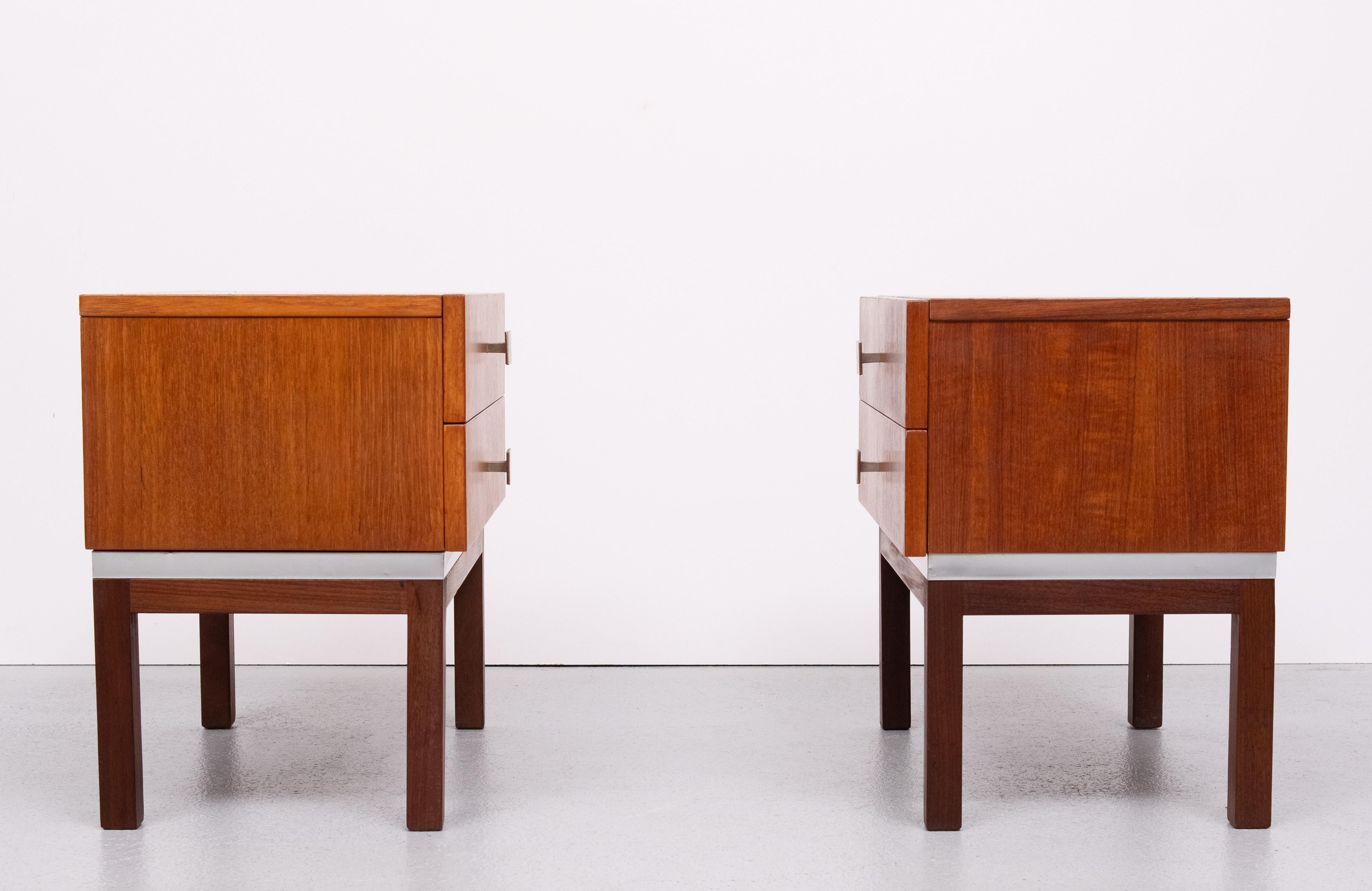 Meurop pair Teak Nightstands  1960s Belgium 1