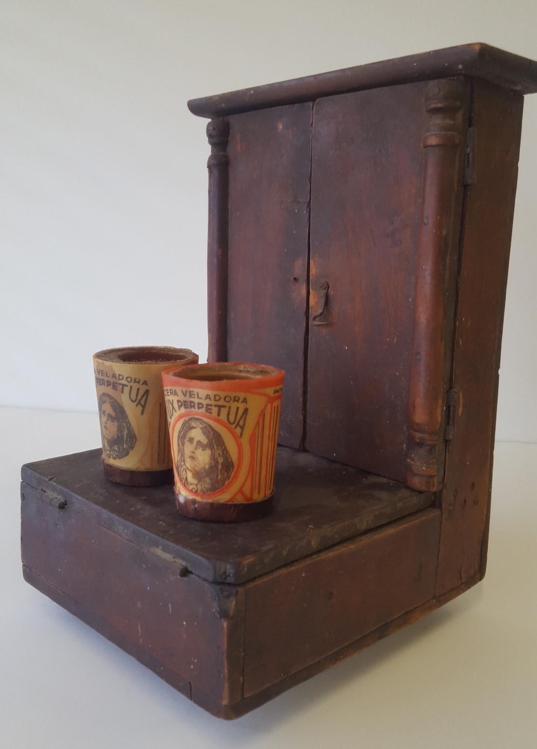 Carved Mexican 20th Century Spanish Colonial Personal Christian Altar and Donation Box