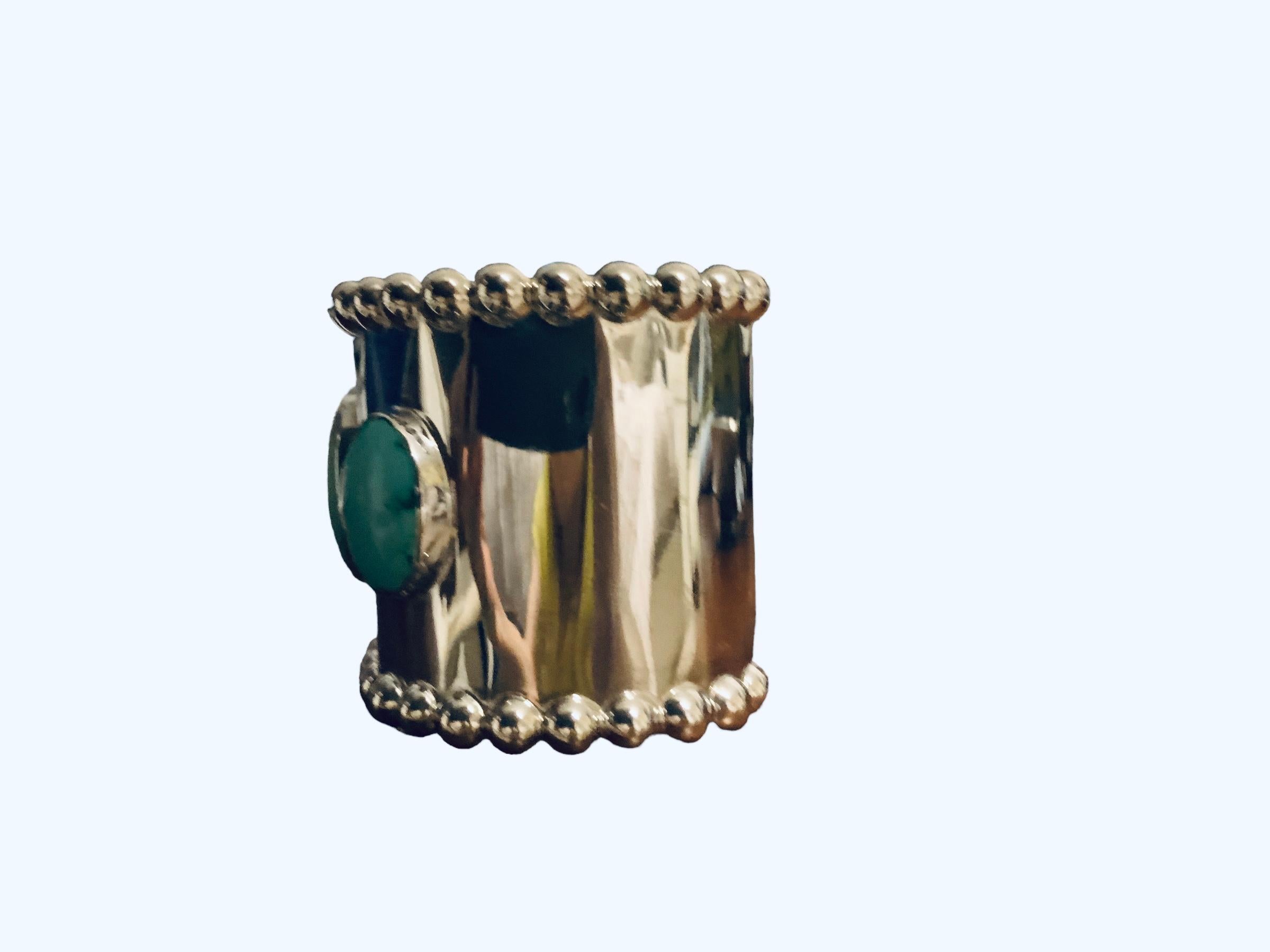 Modern Mexican 925 Silver and Turquoise Cuff Bracelet