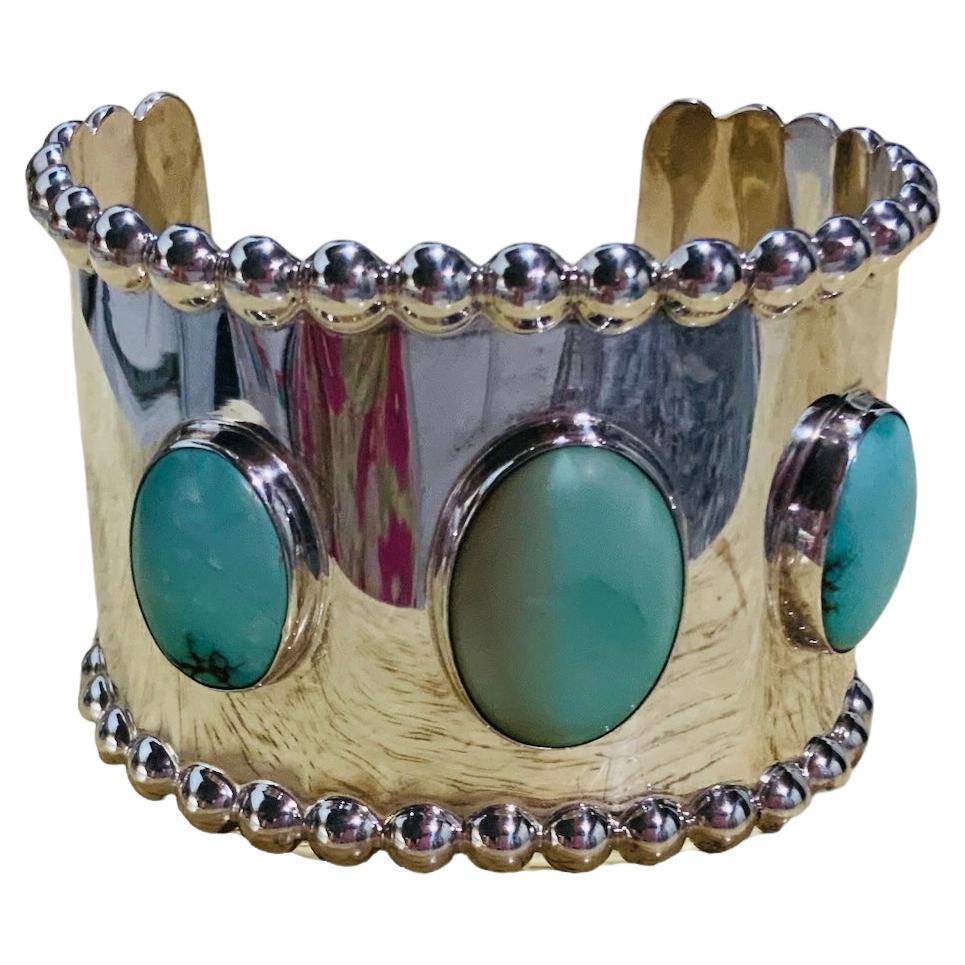 Mexican 925 Silver and Turquoise Cuff Bracelet