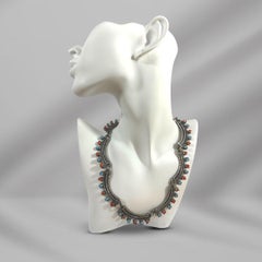 Mexican 925 Vintage Sterling Silver Turquoise Necklace