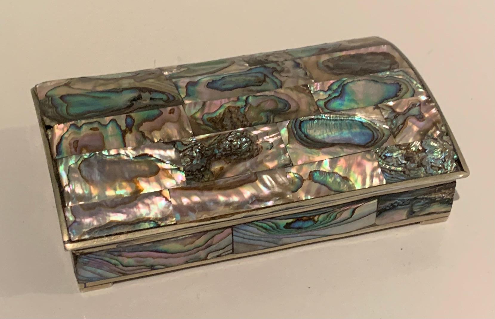 Mexican Abalone and Brass Box with Wood Liner 1