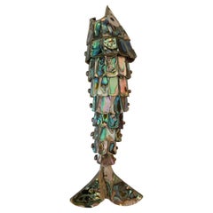 Mexican Abalone and Silver Fish Bottle Opener in the Style of Los Castillo