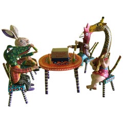 Mexican Abrijes Figurine Set Folk Art Wooden Toy