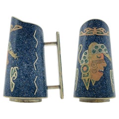 Brocca messicana in argento alpaca con intarsi di lapislazzuli, Modernismo messicano