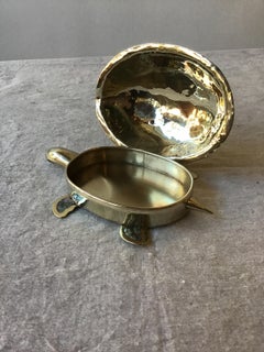 Mexican Alpaca Silver Plate Turtle Box with Mother of Pearl