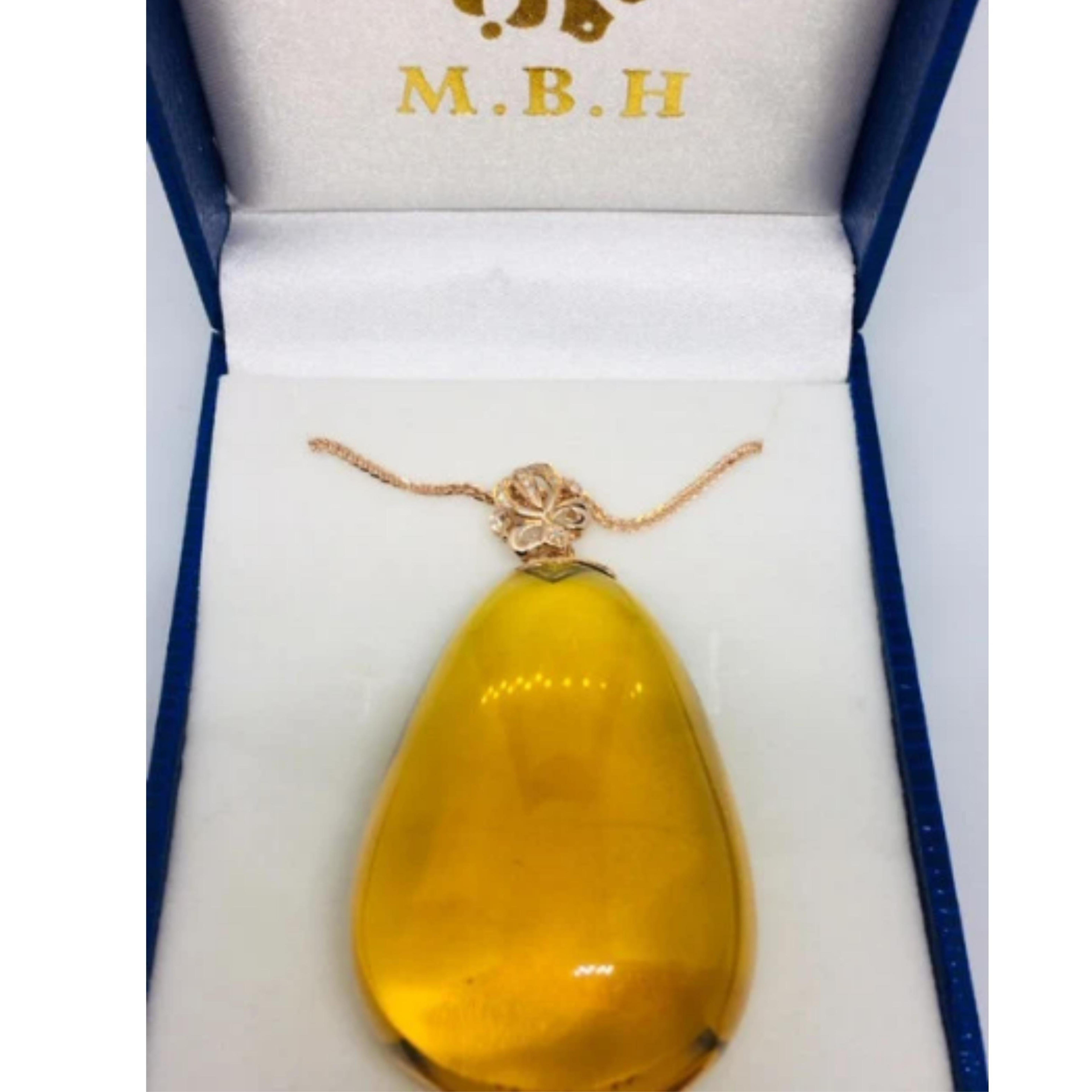 Mexican Amber Necklace 18 Karat Rose Gold In New Condition For Sale In Barnsley, GB