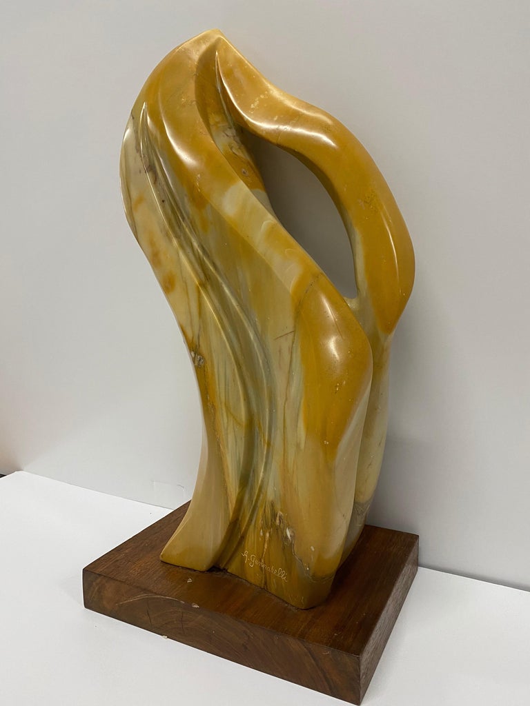Late 20th Century Mexican Amber Onyx Postmodern Flame Sculpture For Sale