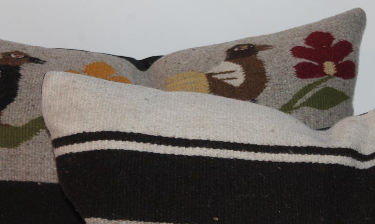 Mexican / American Indian Bird Weaving Pillows, Pair In Good Condition For Sale In Los Angeles, CA