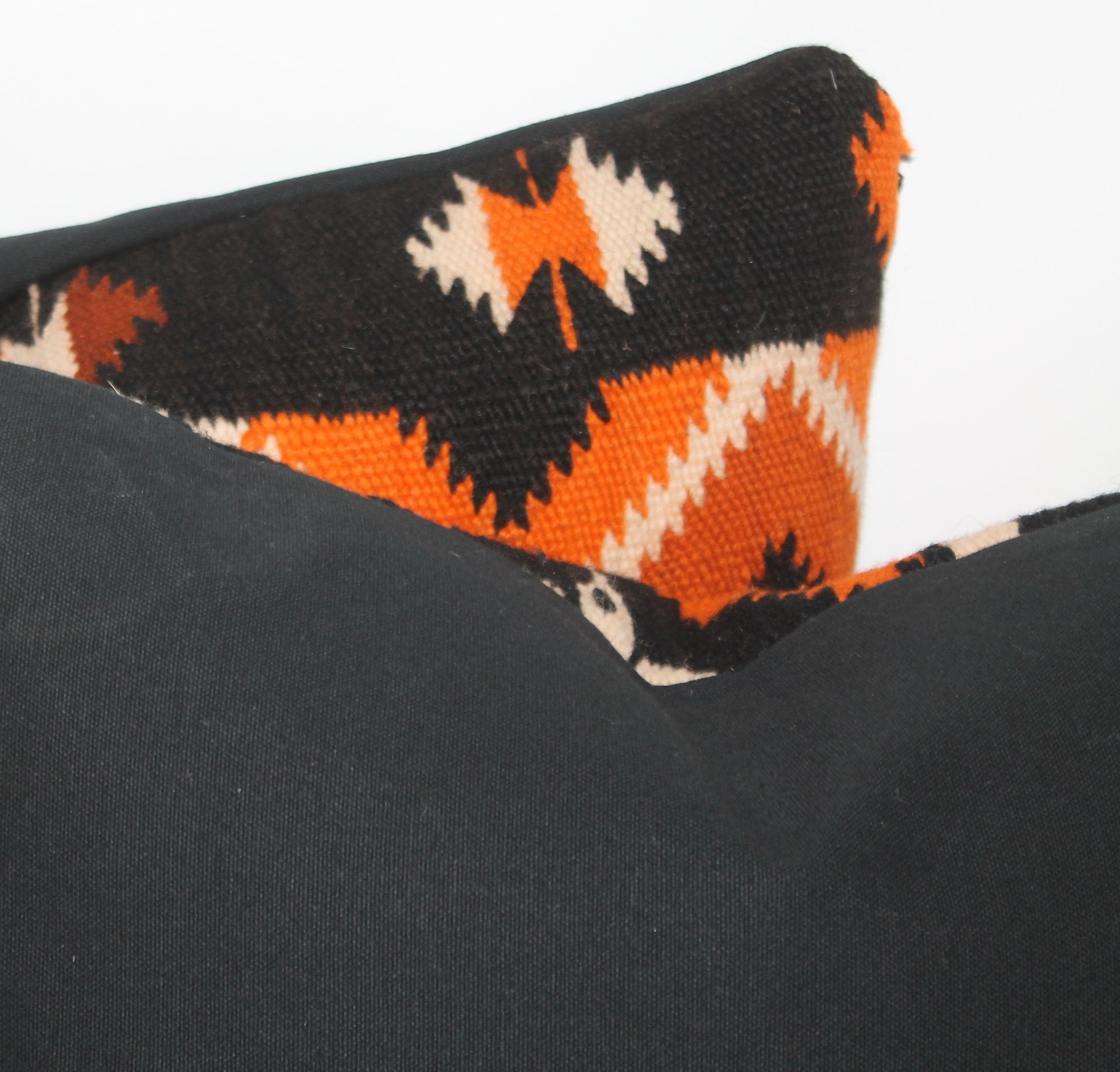 Linen Mexican / American Indian Weaving Birds Pillows, Pair For Sale