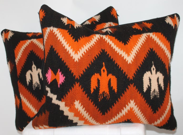 Mexican / American Indian Weaving Birds Pillows, Pair For Sale 1
