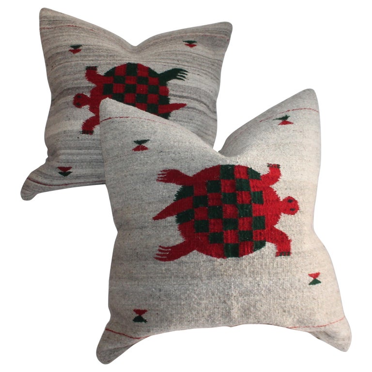 Mexican /American Indian Weaving Pillows, Pair For Sale