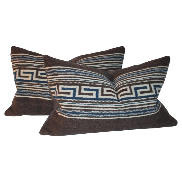 Mexican / American Indian Weaving Pillows, Pair For Sale