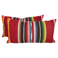 Vintage Mexican /American Serape Bolster Pillows, Pair