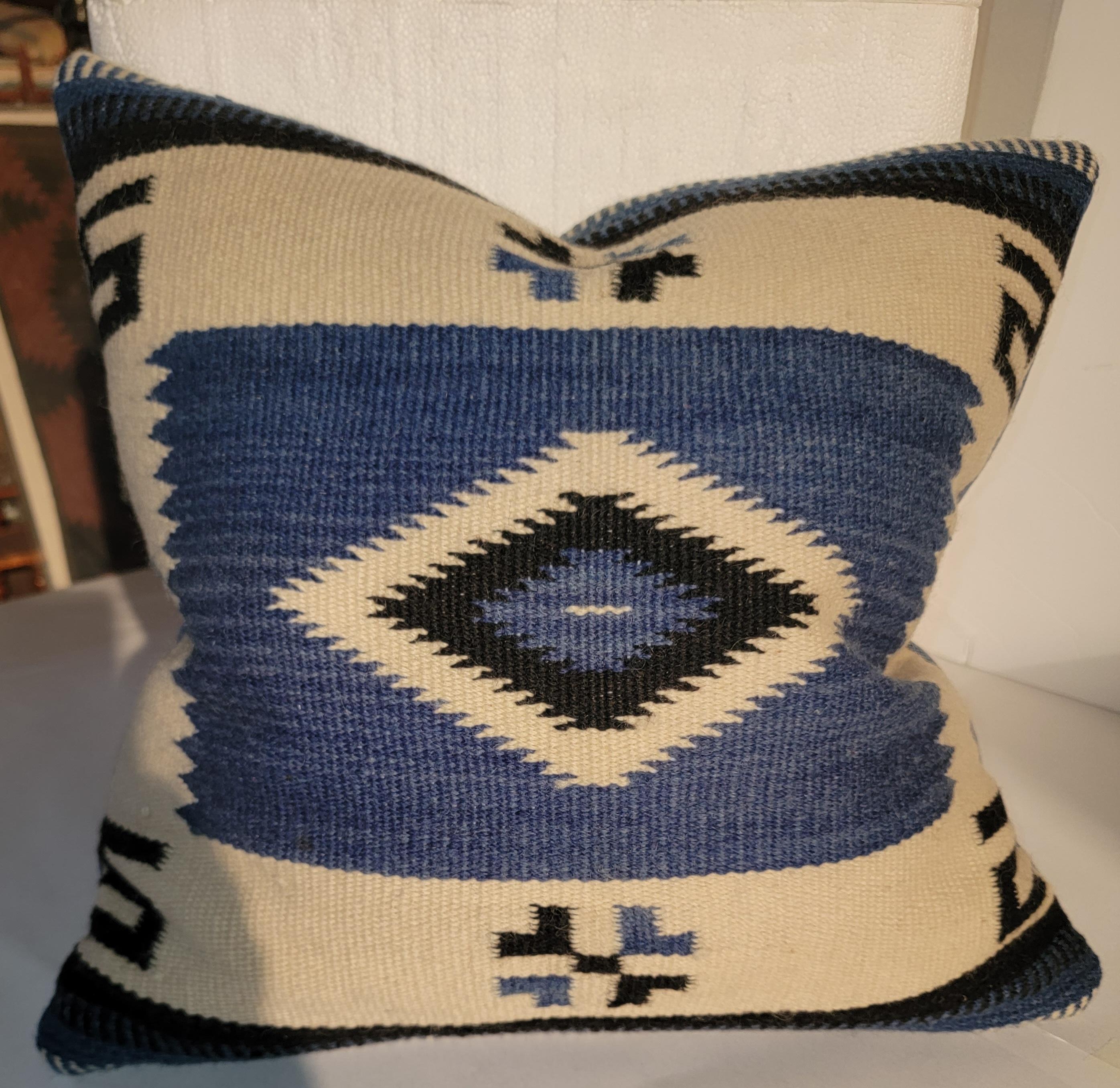 This early and most unusual hand woven Tex Coco Mexican / American weaving pillow.The backing is in a cotton linen. The insert is down & feather fill.