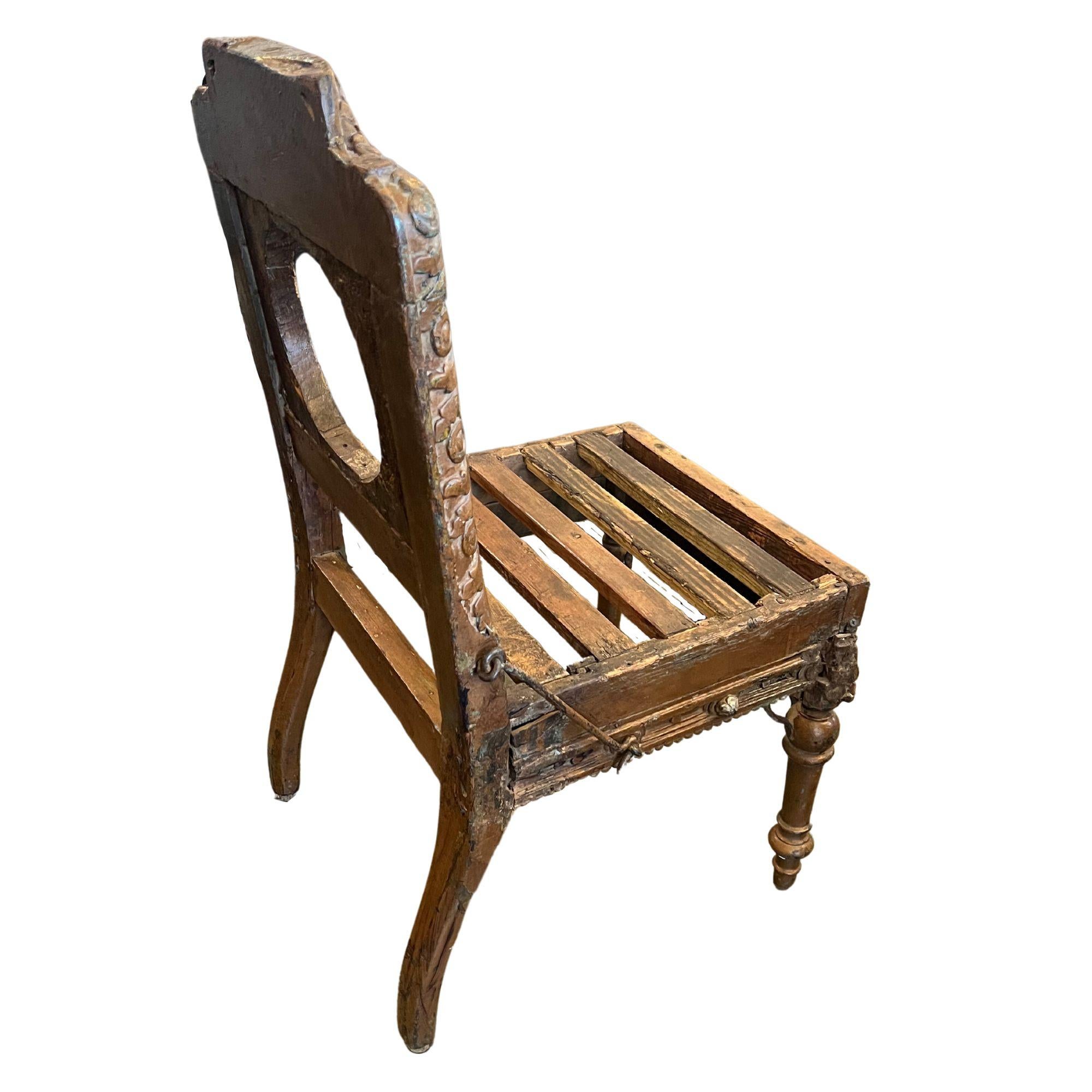 Wood Mexican Antique Caned Chair