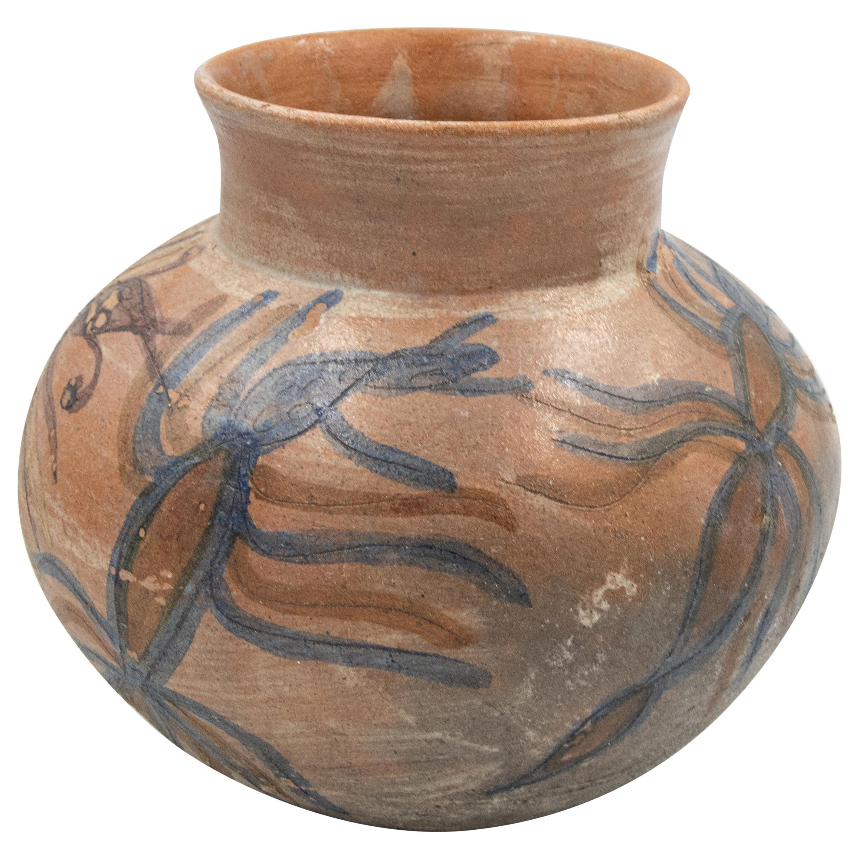 Mexican Antique Dolores Porras Clay Pottery Folk Art Ant Terracotta Vessel Vase For Sale