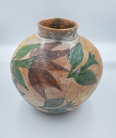 Mexican Antique Dolores Porras Clay Pottery Folk Art Flower Vessel Vase
