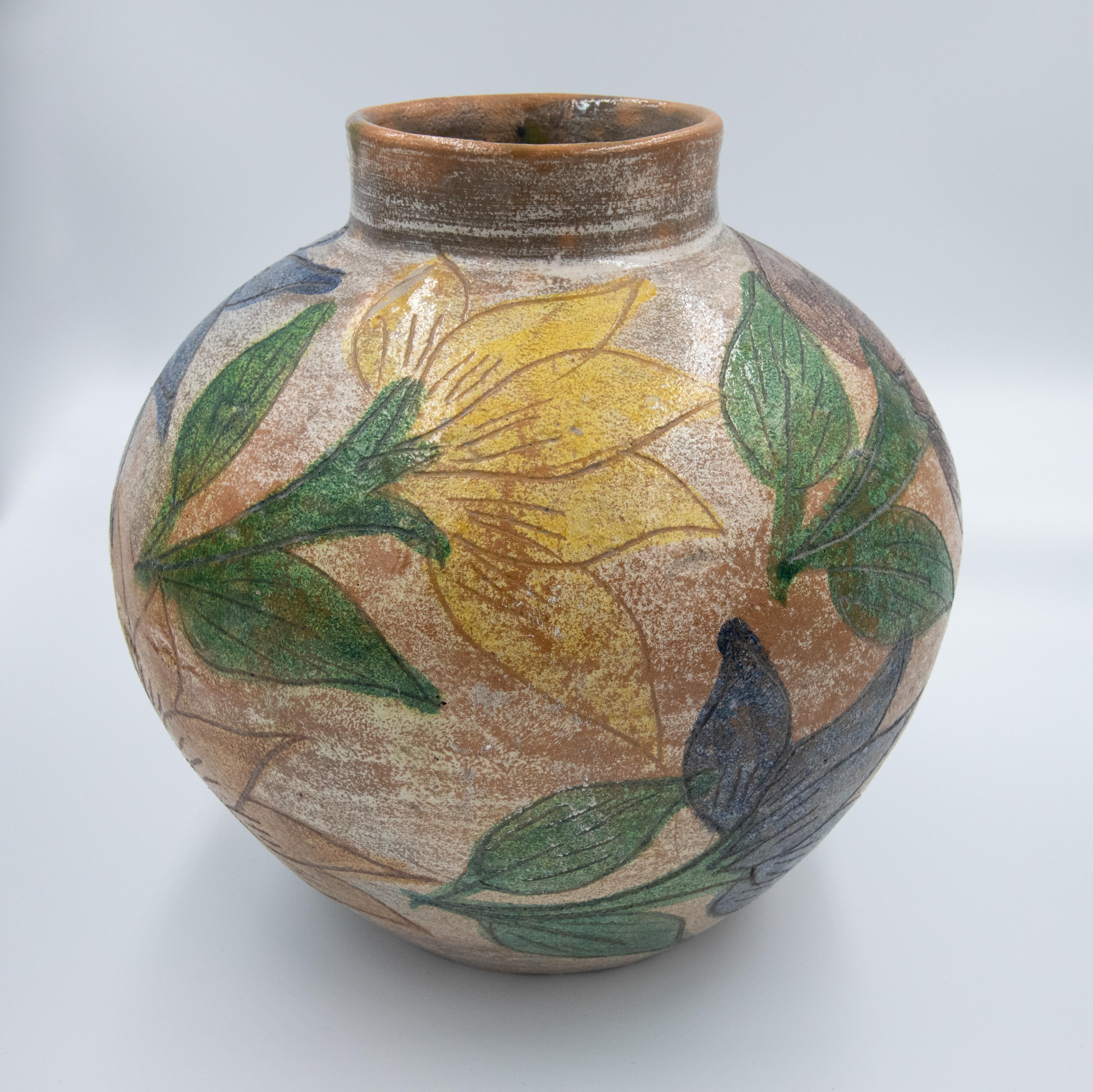 Terracotta Mexican Antique Dolores Porras Clay Pottery Folk Art Flower Vessel Vase