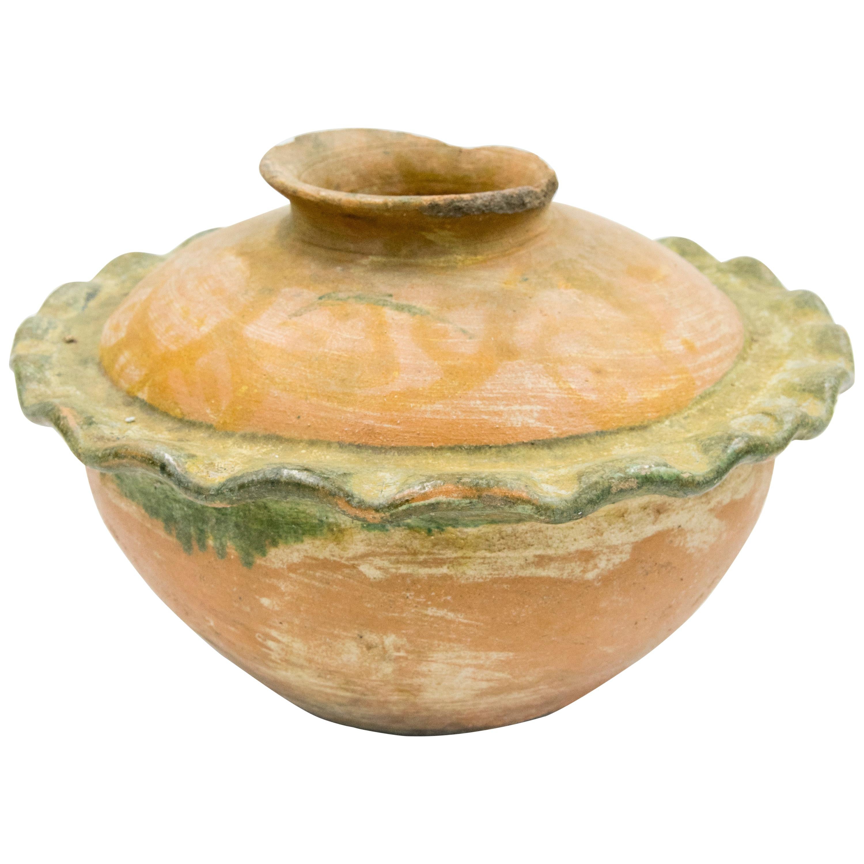 Vase mexicain ancien en argile de Dolores Porras, poterie d'art populaire vert