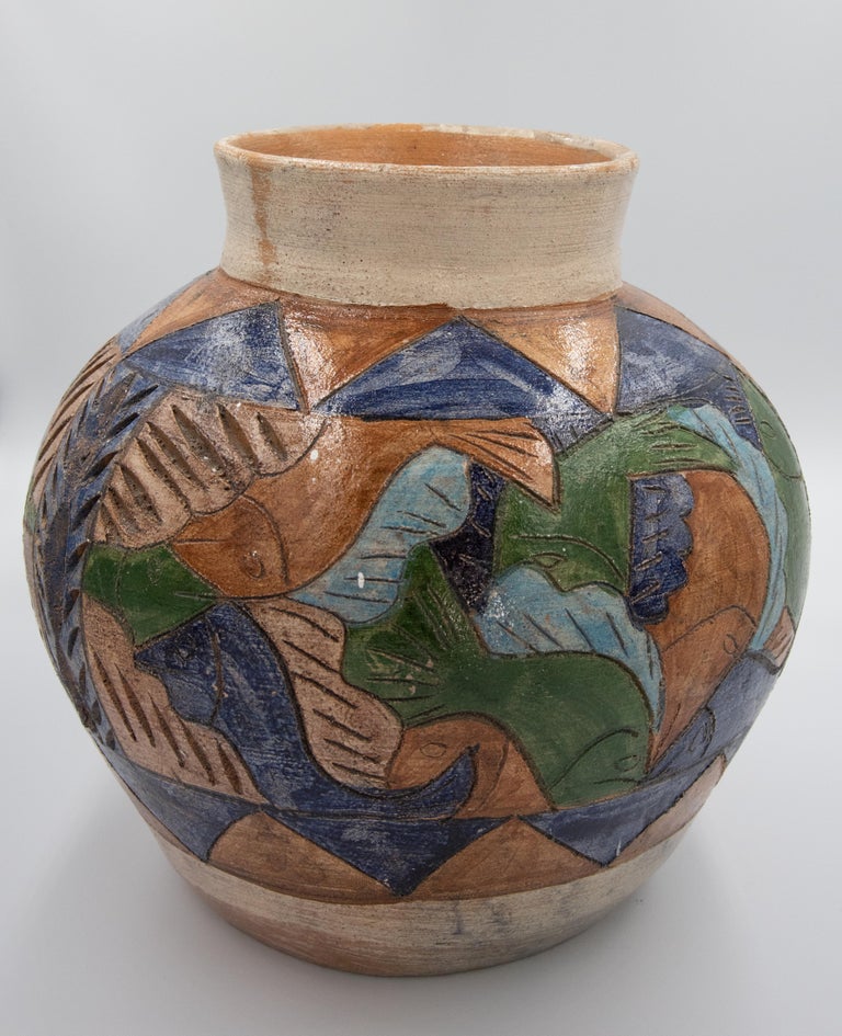 Mexican Antique Dolores Porras Clay Pottery Folk Art Terracotta Fish