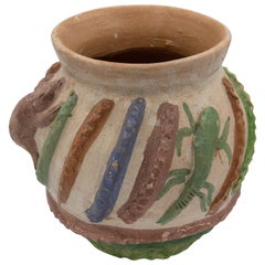 Vase mexicain ancien en terre cuite, poterie d'art populaire de Dolores Porras en argile