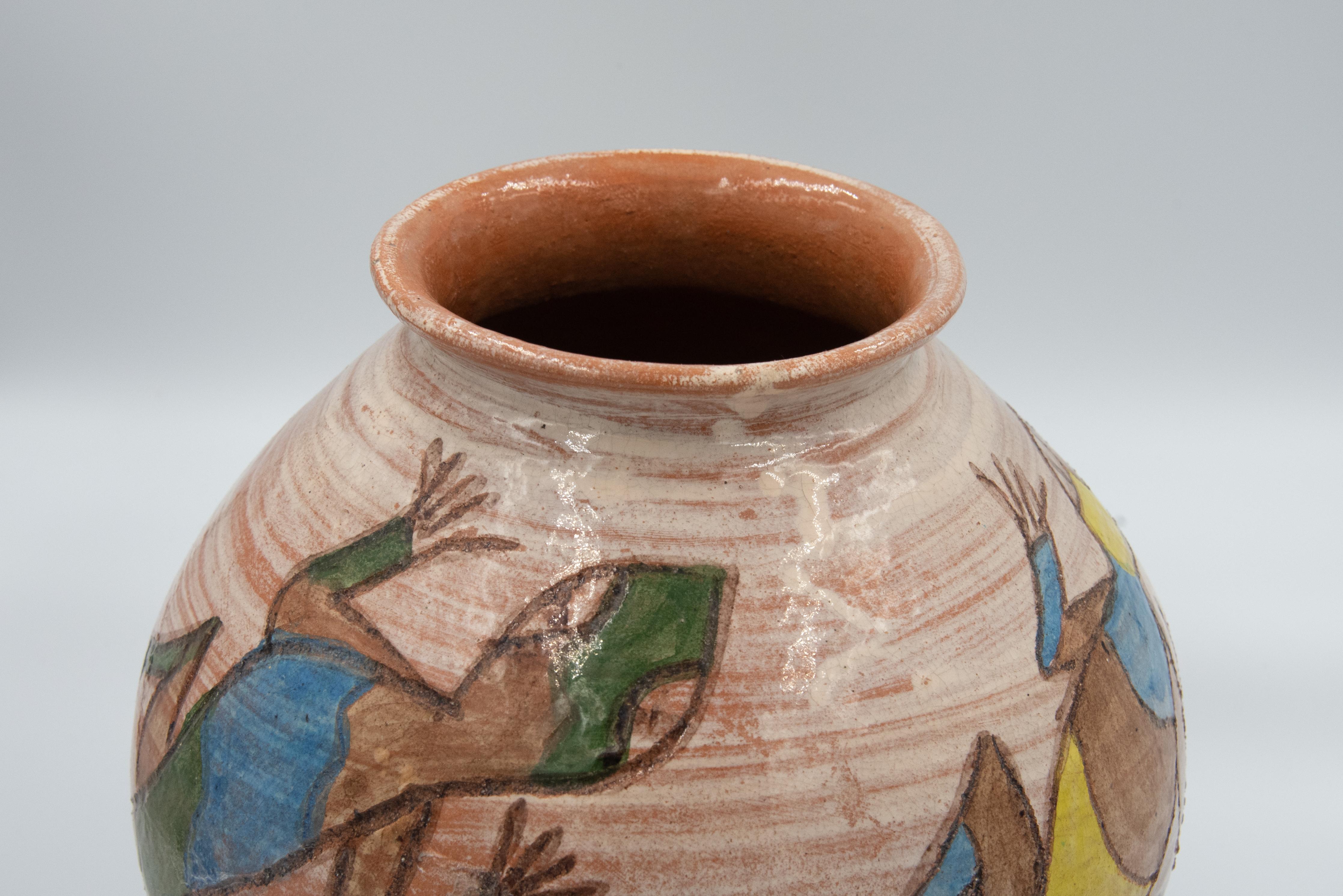 Mexicain Vase mexicain ancien Dolores Porras Lizard Clay Pottery Folk Art en terre cuite en vente