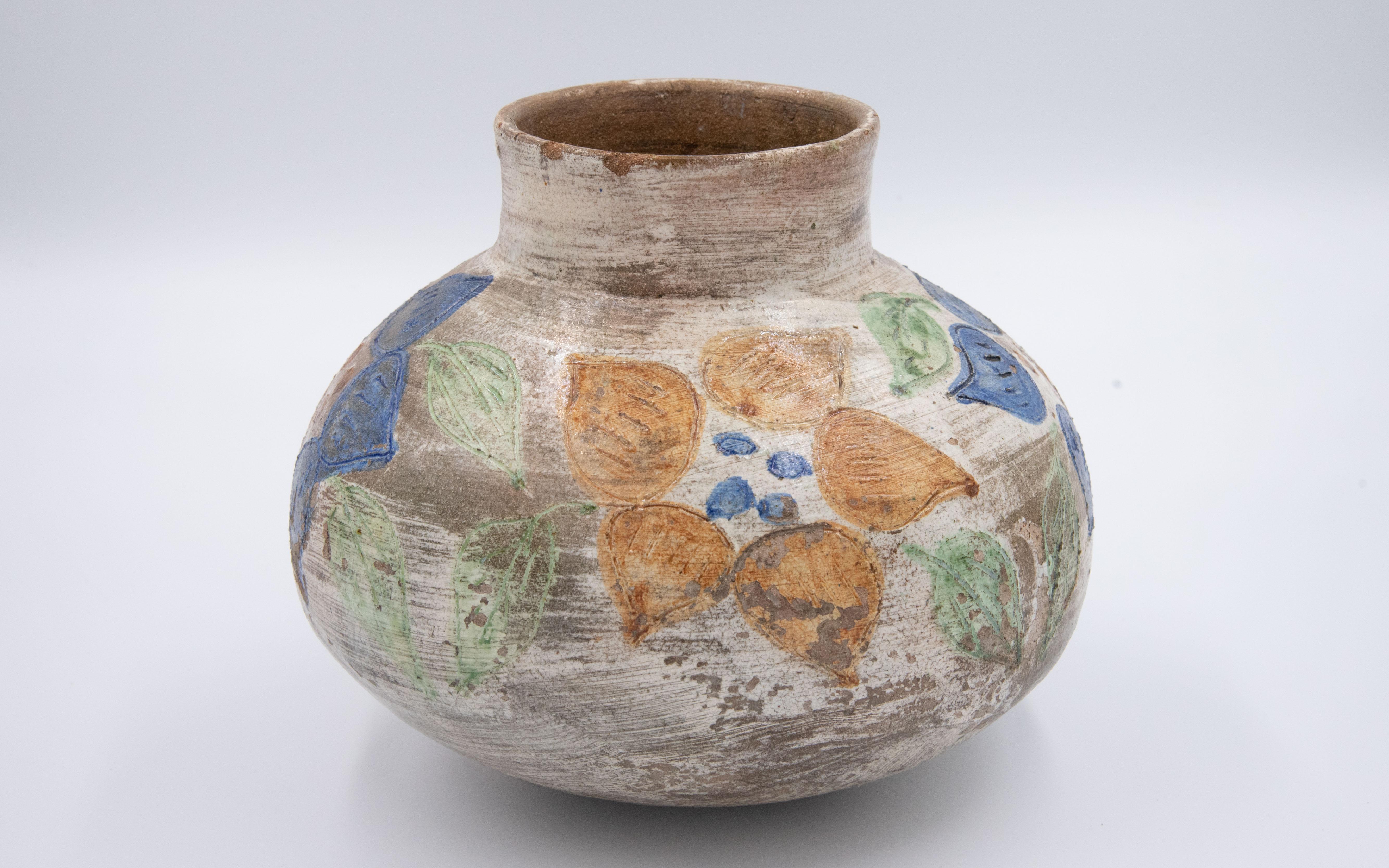 Mexikanische antike mexikanische Keramikvase Dolores Porras, Unikat, Blumentopf aus Ton (Geformt) im Angebot