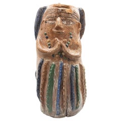 Mexican Antique Woman with Fish Back and Scales Clay Dolores Porras Ceramic Vase