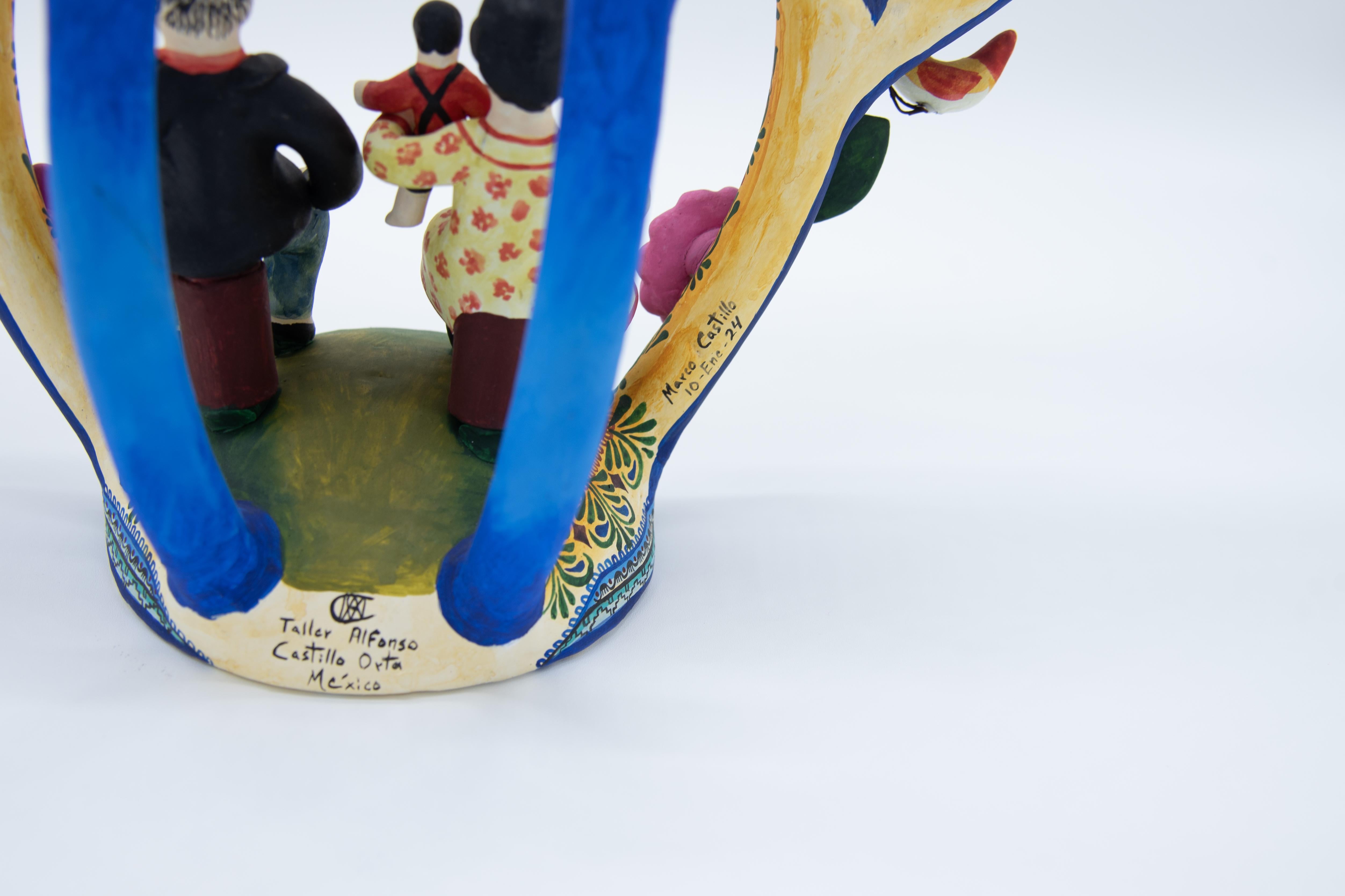 Candélabre mexicain Arbol de la Vida Tree Life Dolls ColorFolk Art Ceramic Clay Neuf - En vente à Queretaro, Queretaro