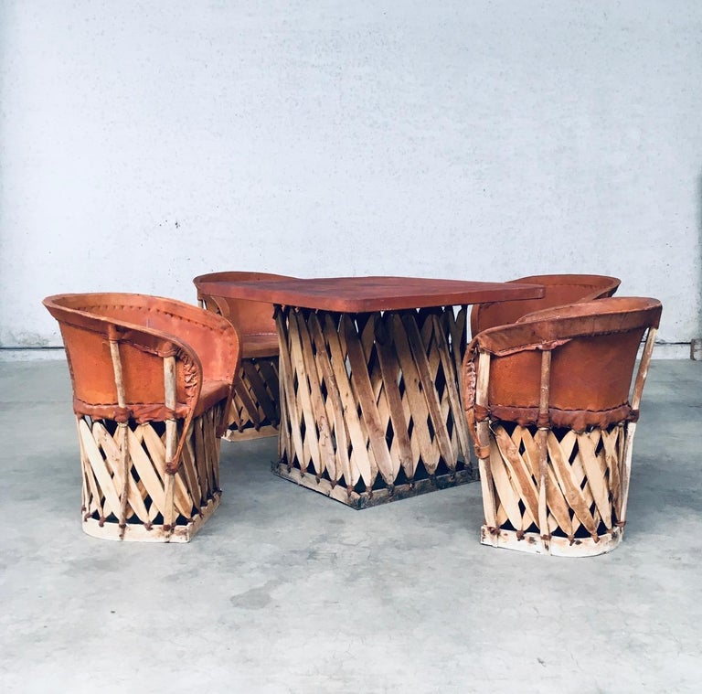 Mexican Art Populaire Artisan Made Leather Table and Chairs by Wim - Main Image