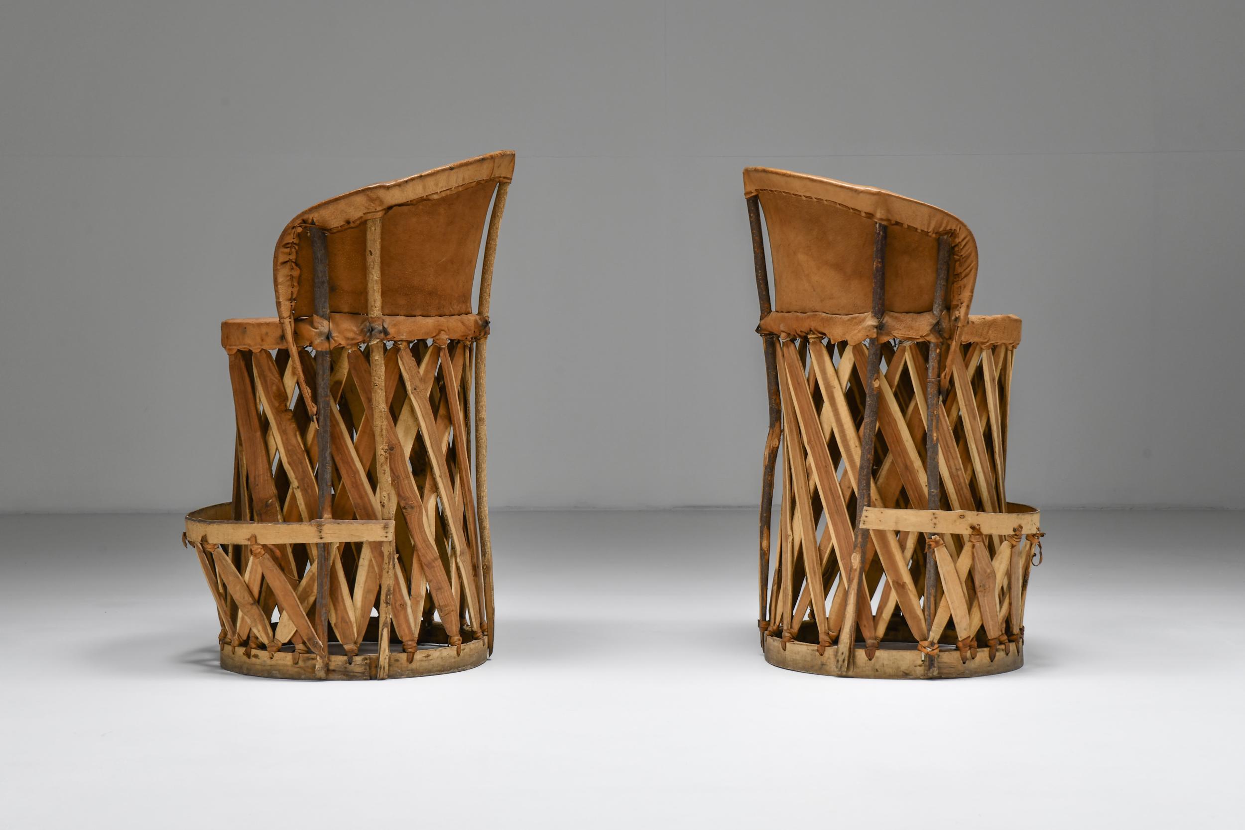 Folk Art barstool that would fit well in a rustic modern or eclectic interior.

Originally designed and made in Mexico, these stools and chairs were distributed by the famous 