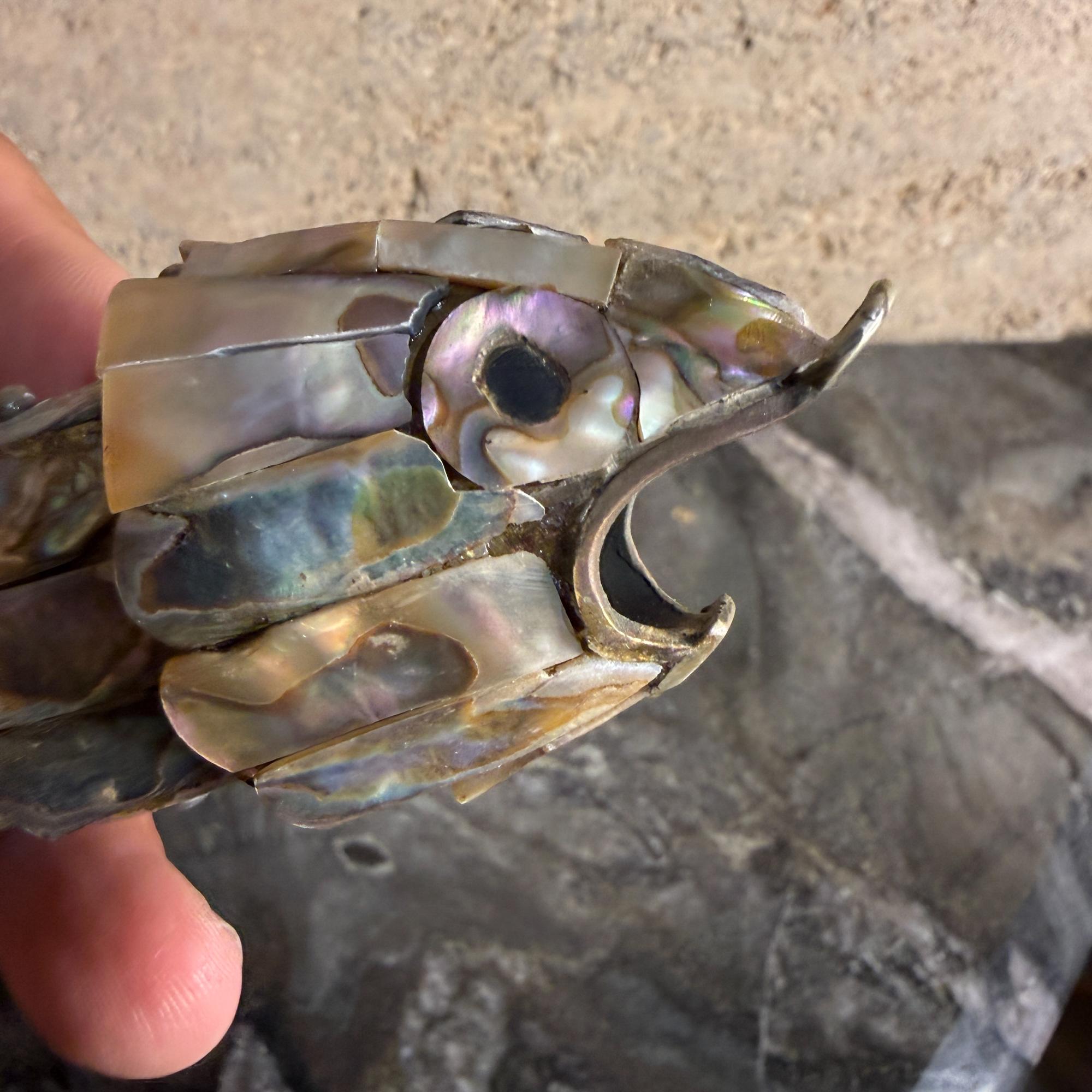 Mexican Articulated Fish Bottle Opener Abalone Shell Los Castillo Style For Sale 4