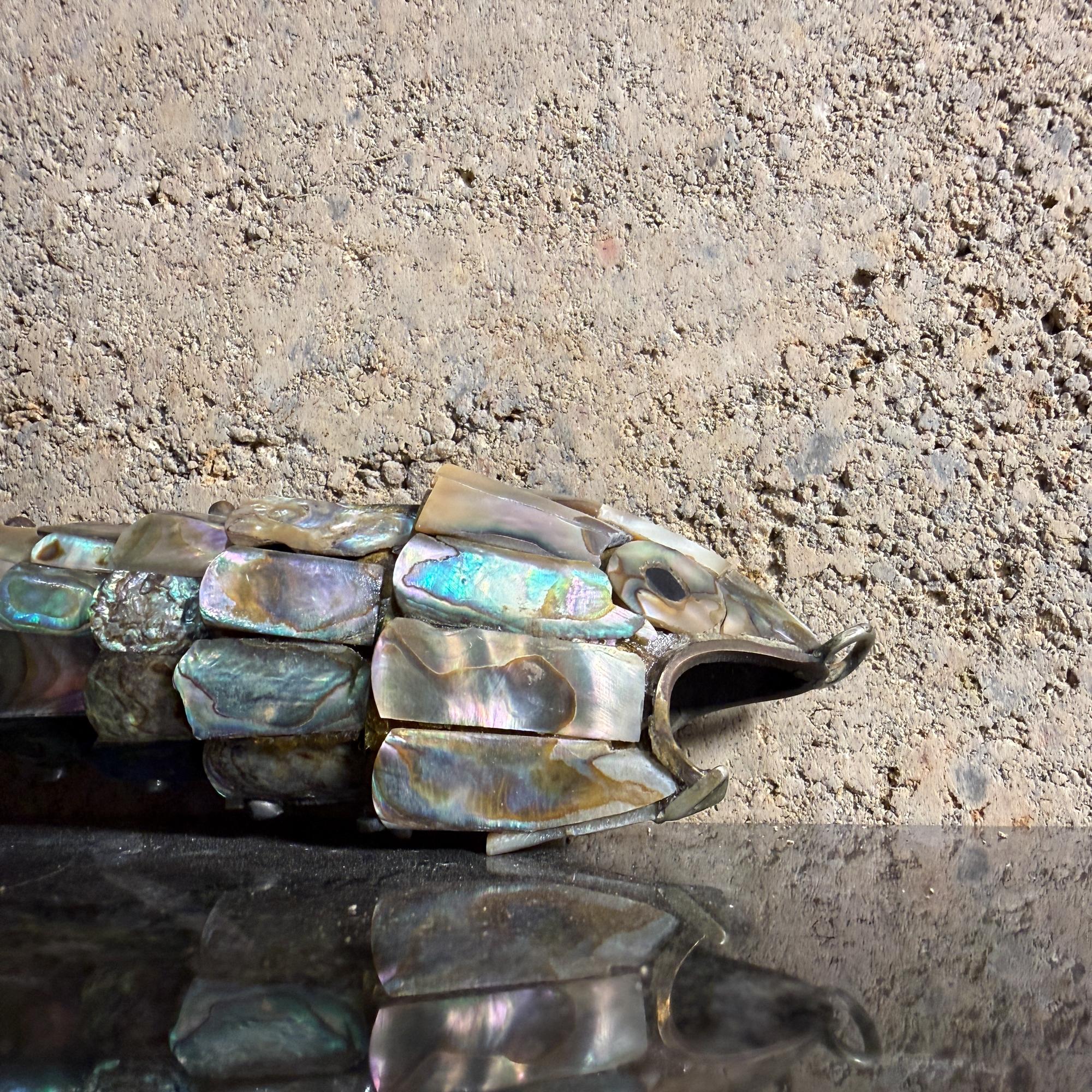 Mexican Articulated Fish Bottle Opener Abalone Shell Los Castillo Style For Sale 2