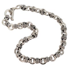 Mexican Artisan Sterling Silver Triple Link Cable Chain Necklace