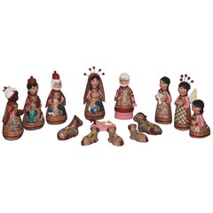 Mexican Artisanal Clay Nativity Set Folk Art Christmas Decoration Pottery