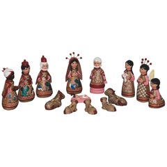 Mexican Artisanal Clay Nativity Set Folk Art Christmas Decoration Pottery 