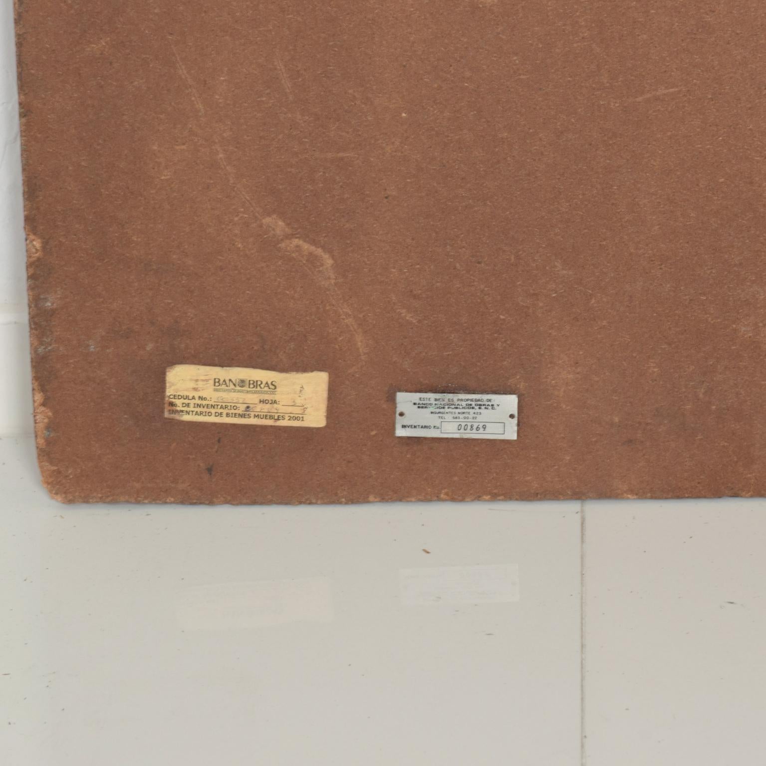 1960s Mexican Artist Rodolfo Nieto Abstract Oil Painting Morton Label en vente 2
