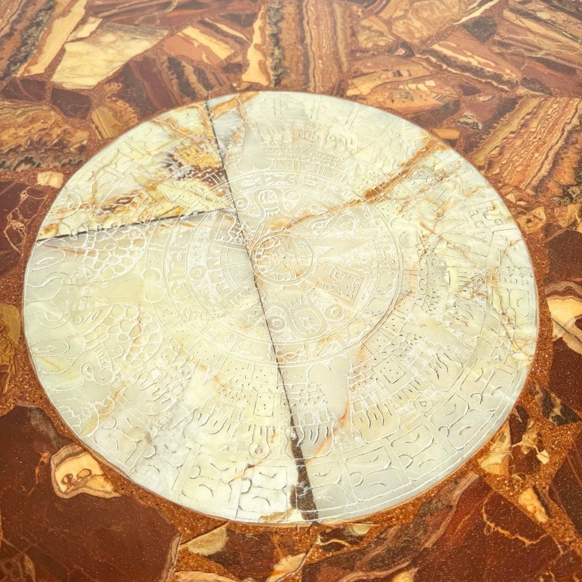 Onyx Table basse octogonale mexicaine en onyx vert et brun 