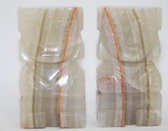 Mexican Aztec Mayan Figure Onyx Book Ends