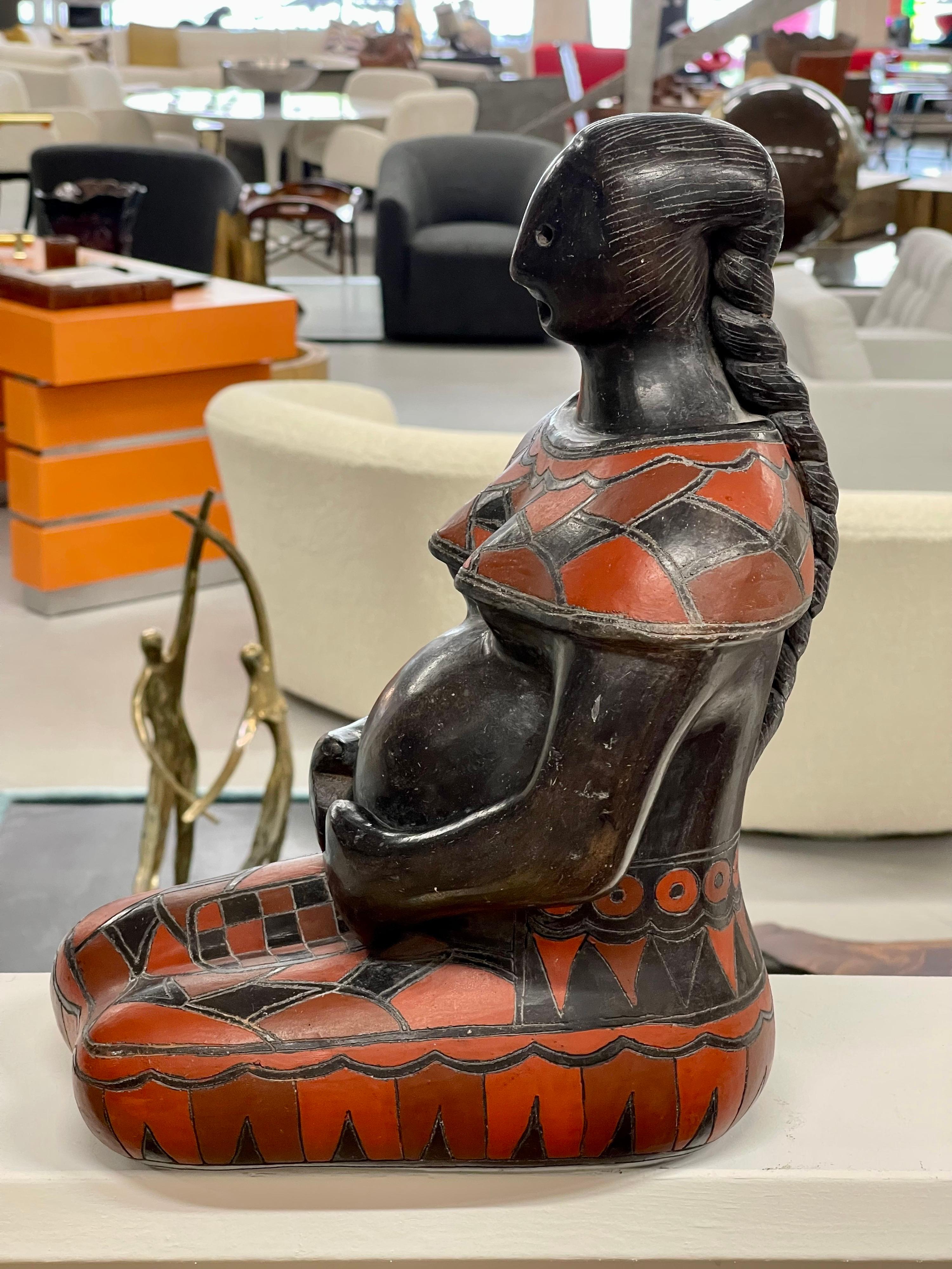 Mexican Blackware Fertility Figure In Good Condition For Sale In Palm Springs, CA