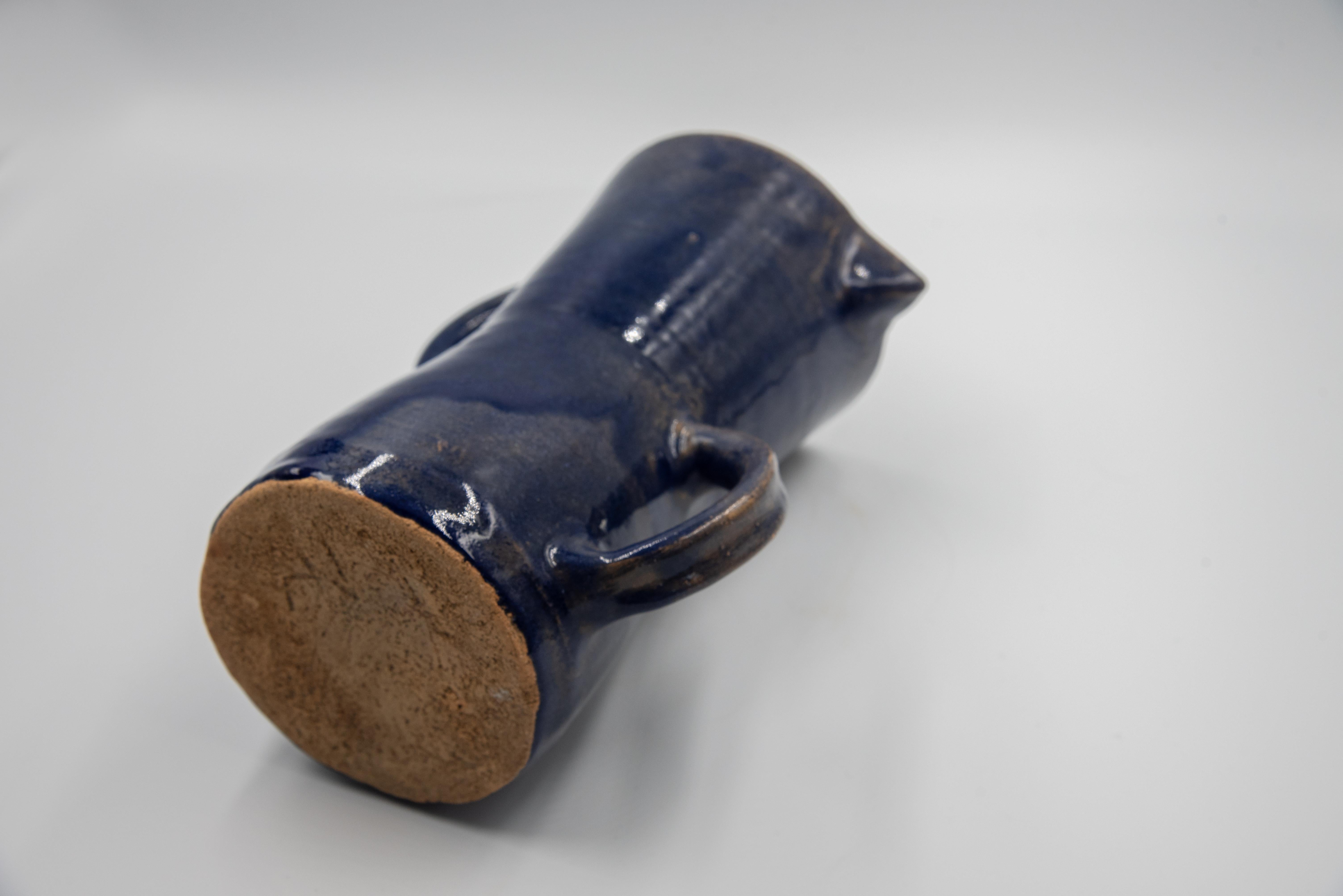 Rustikaler moderner mexikanischer Wasserkrug aus blauer Keramik aus Tonkeramik im Angebot 1