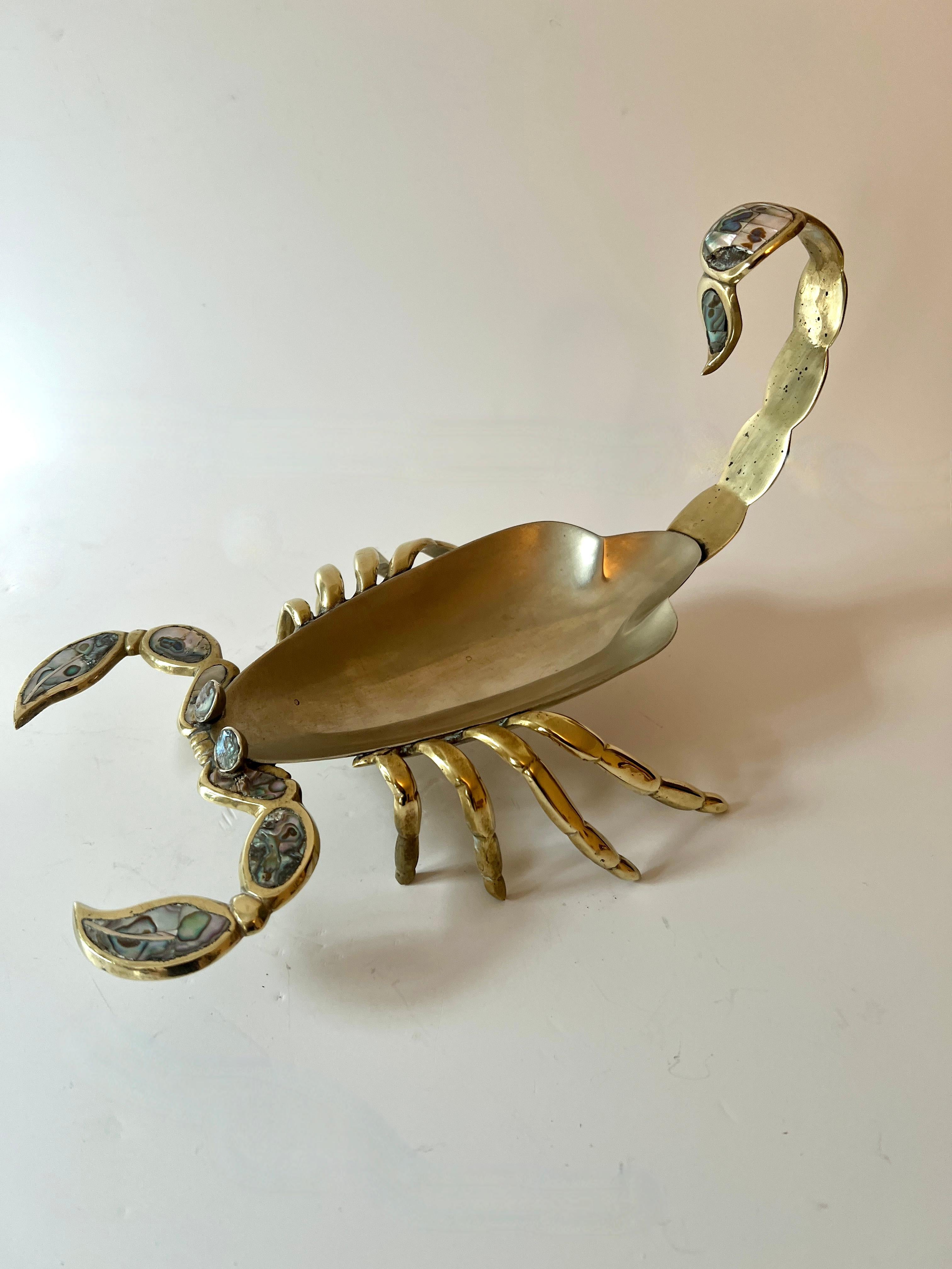 Mexican Brass Abalone and Chrome Scorpion in the Style of Los Castillo In Good Condition For Sale In Los Angeles, CA
