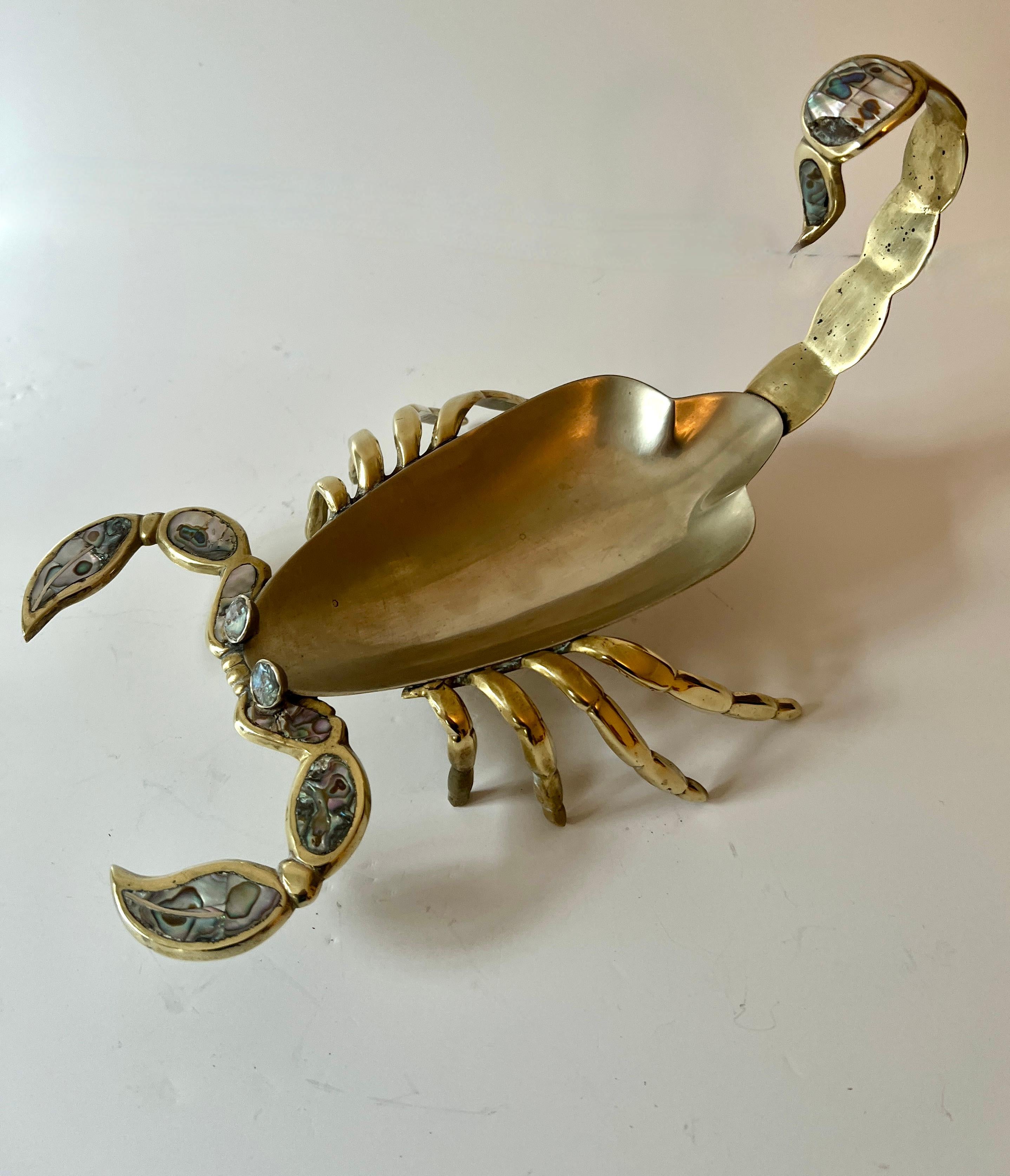 Mexican Brass Abalone and Chrome Scorpion in the Style of Los Castillo For Sale 1