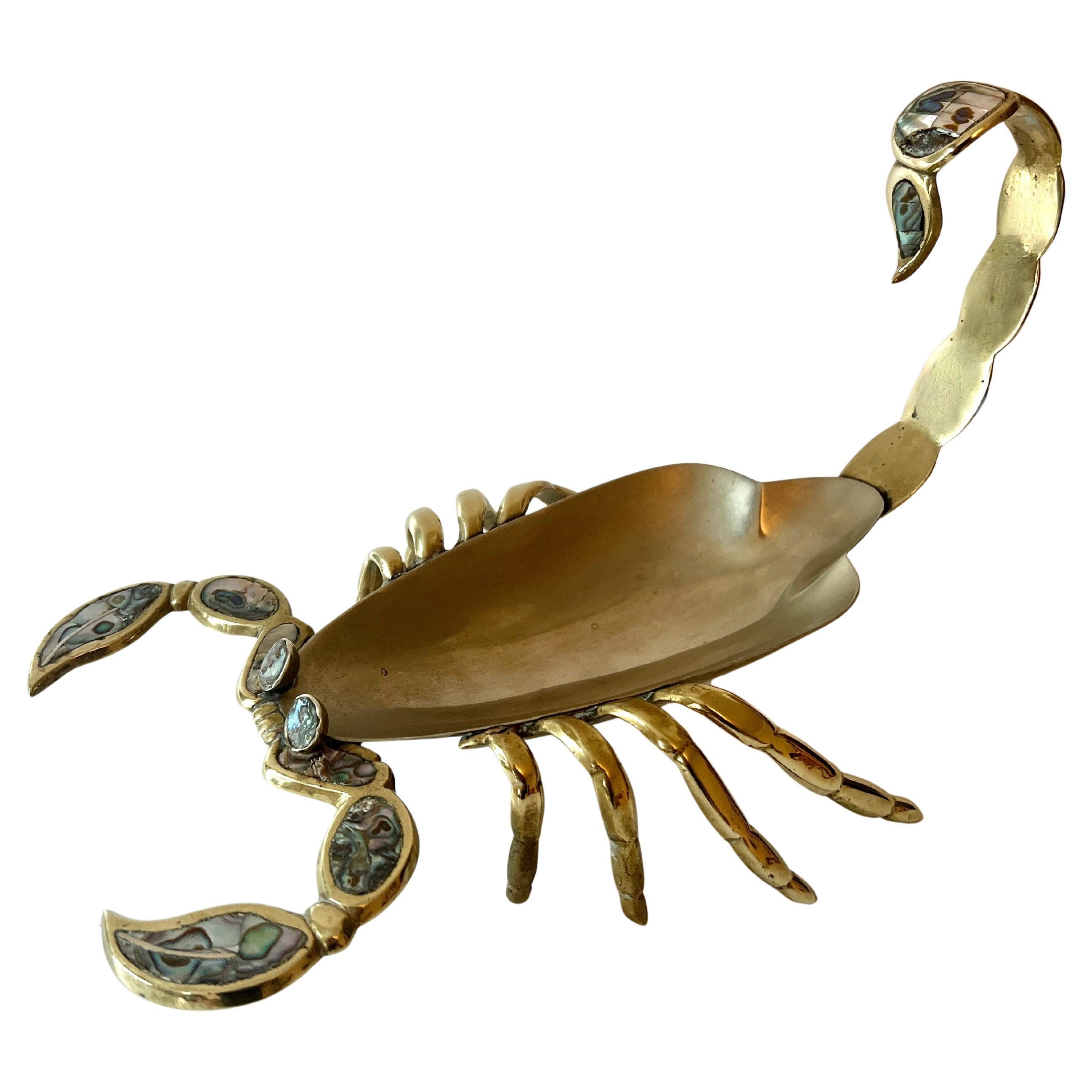 Mexican Brass Abalone and Chrome Scorpion in the Style of Los Castillo