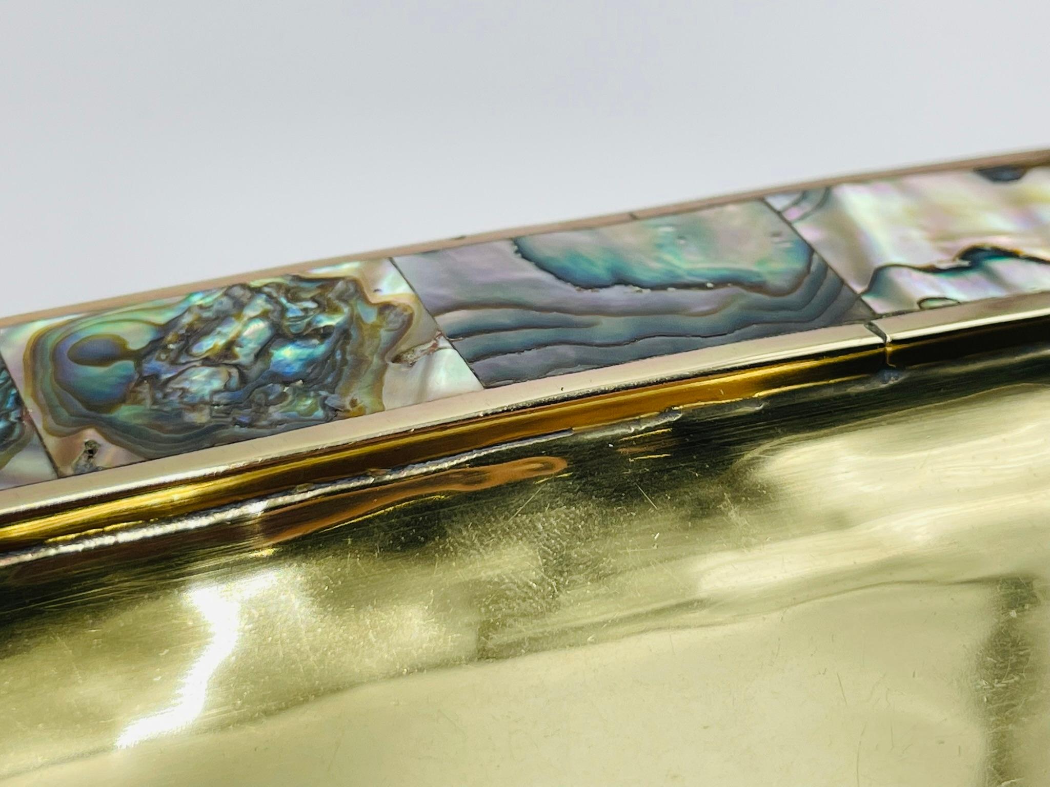 Mexican Brass & Abalone Shot Glass Set with Tray, 1950s For Sale 13