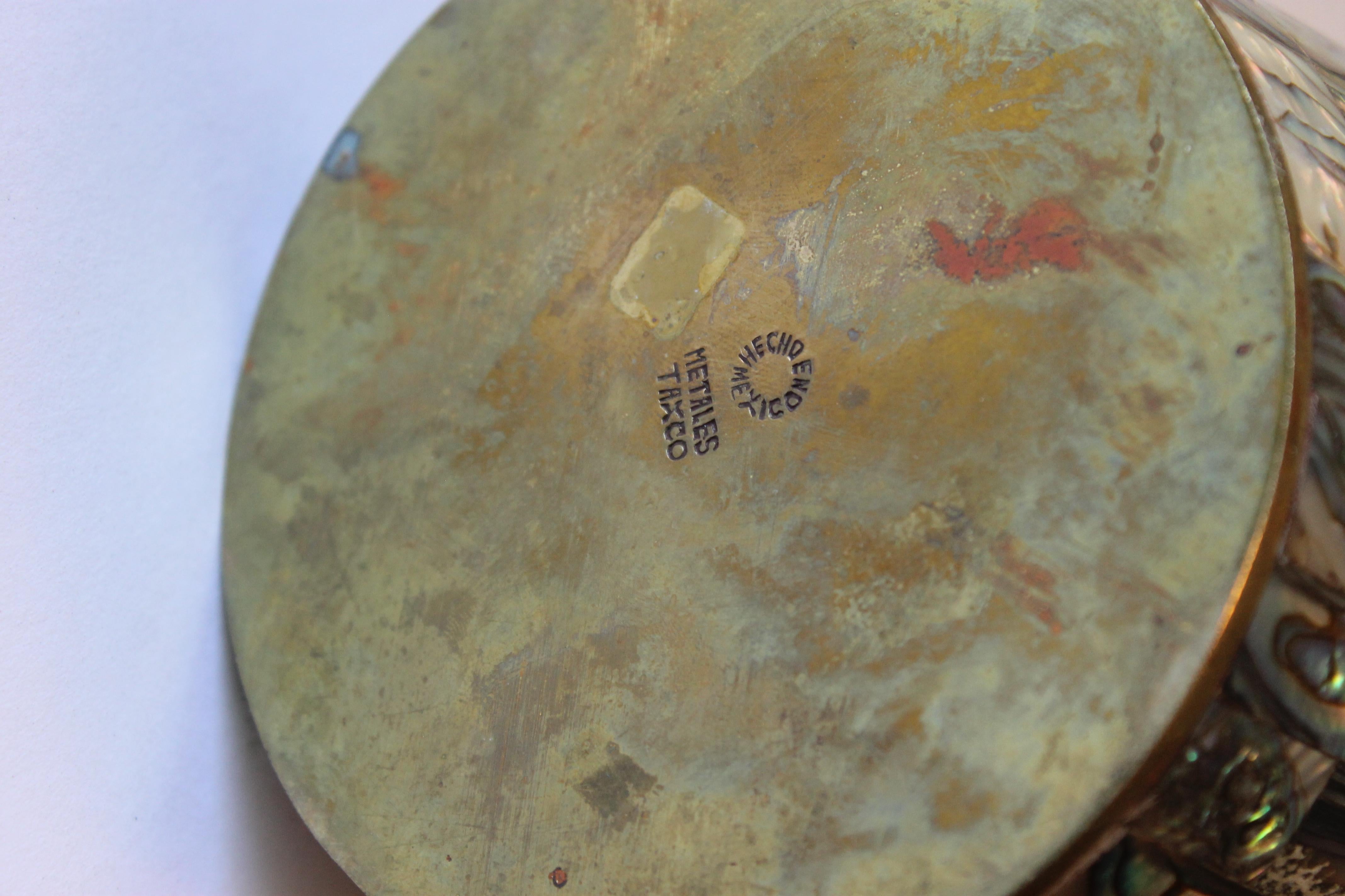 Mexican Brass and Abalone Ice Bucket 1